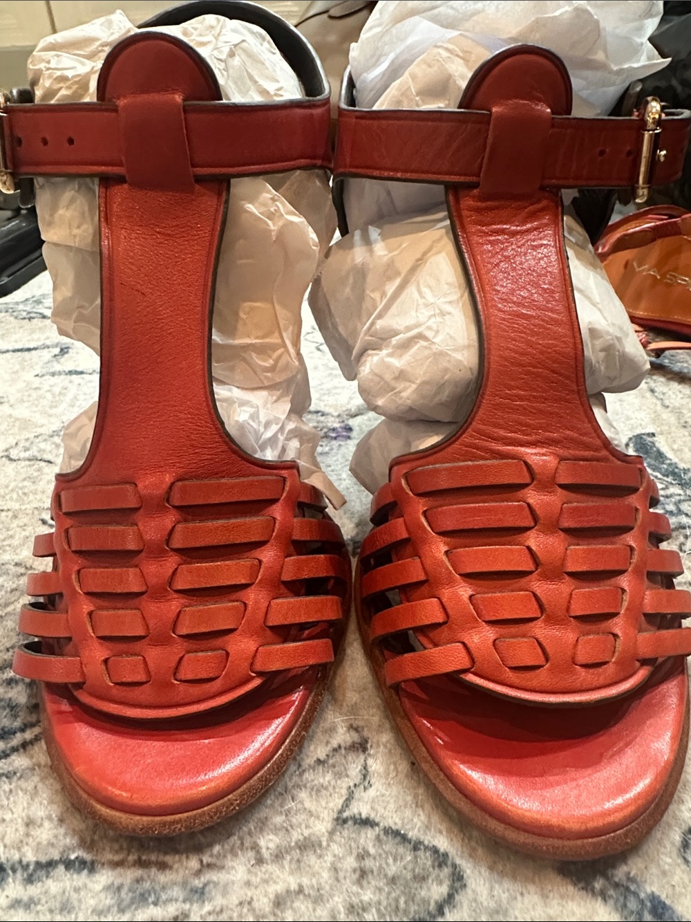 Sexy Preppy Red Coach Sandals